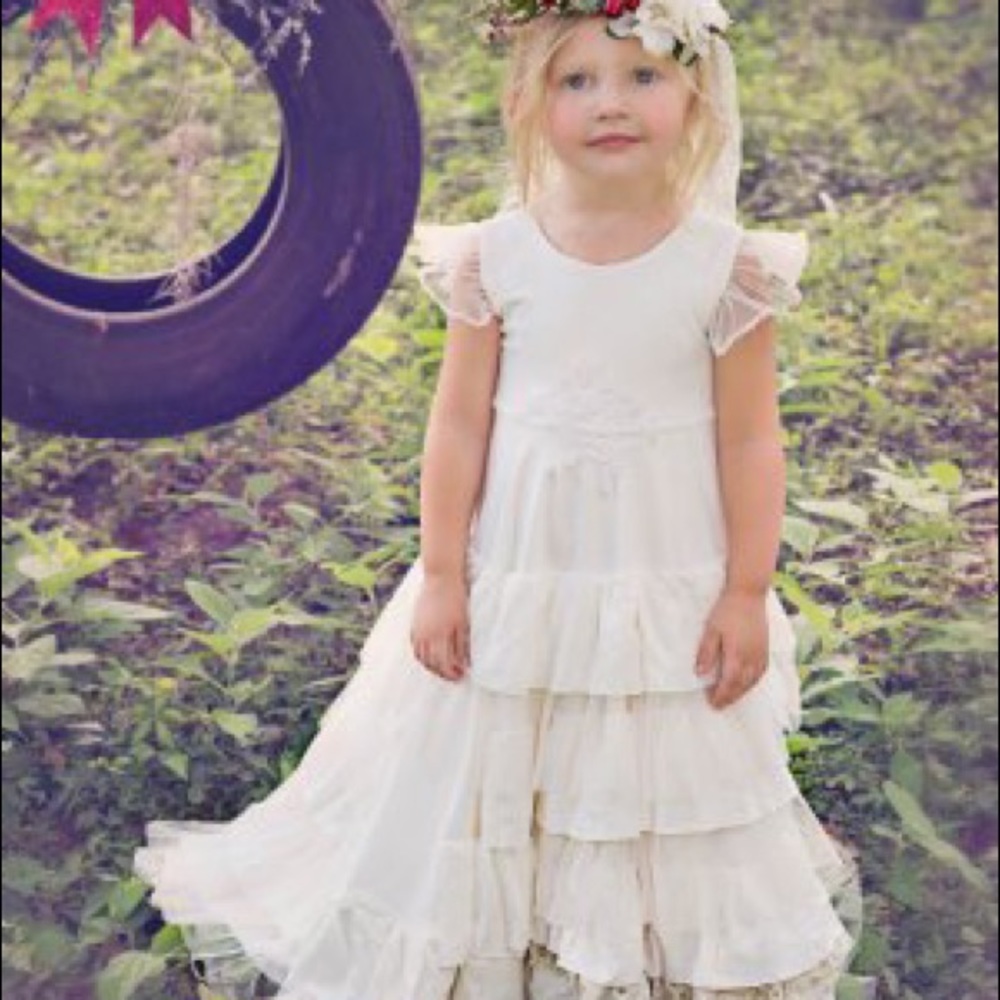 Dollcake | Ivory & Tulle Lace Flower Girl Gown | 4
